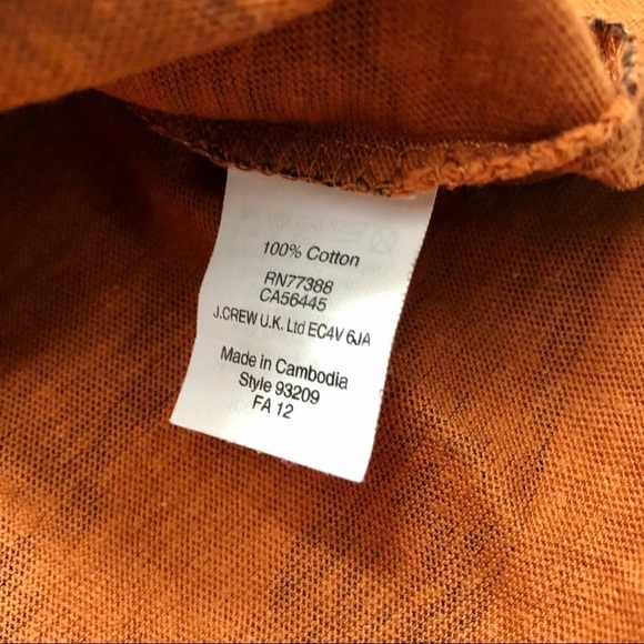 J. Crew 3/4 Sleeve Striped Burnt Orange Tee Small - Picture 7 of 8